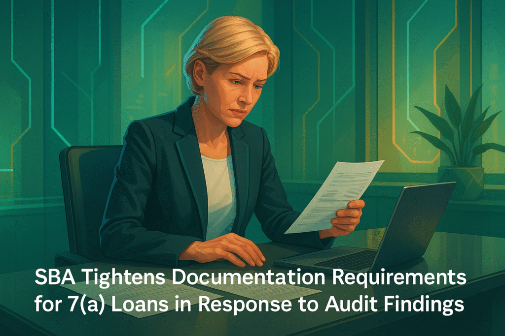 SBA Tightens Documentation Requirements for 7(a) Loans in Response to Audit Findings SBA Tightens Documentation Requirements for 7(a) Loans in Response to Audit Findings
